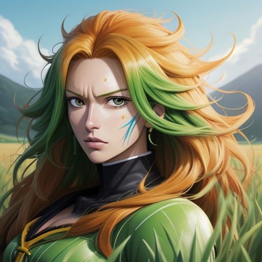 Giant Woman in Anime Style Field Portrait