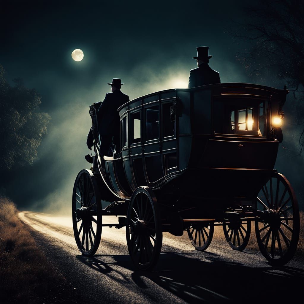 Highway Robbery on a Dark Road in Film Noir Style