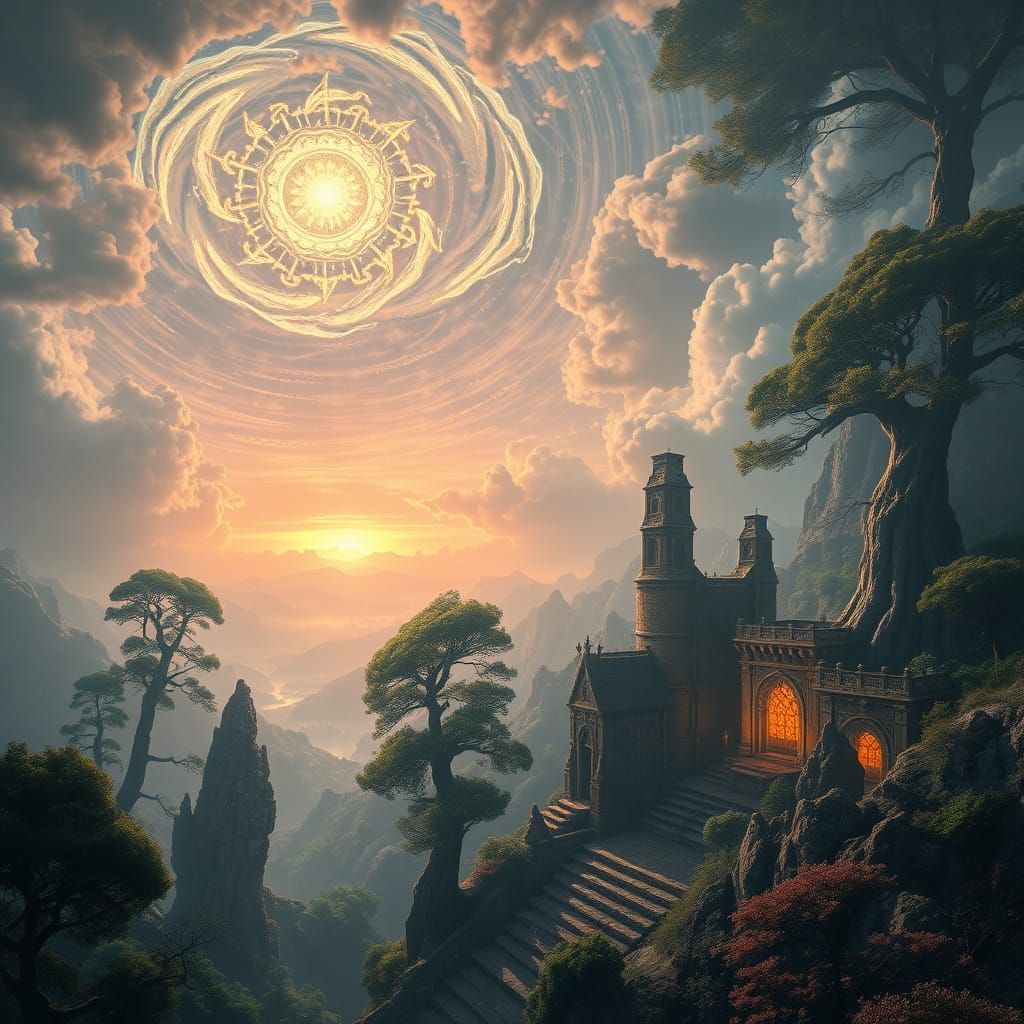 Ethereal Fantasy Realm in Meticulously Detailed Digital Matt...