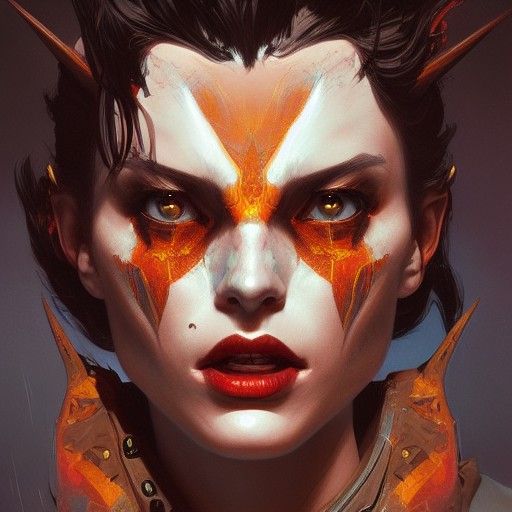 Detailed Devil Portrait in Volumetric Lighting