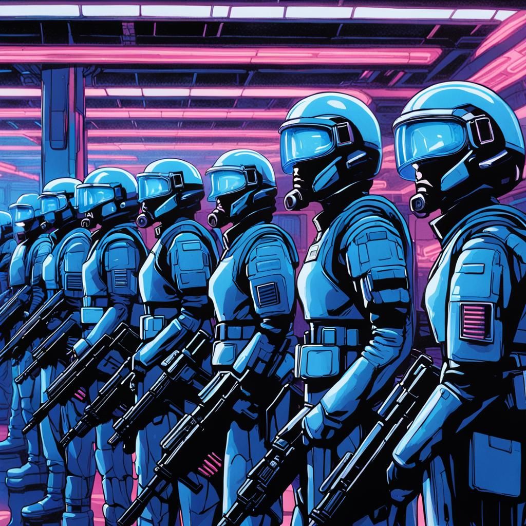 Clone Soldiers in Ligne Claire Sci-Fi Scene