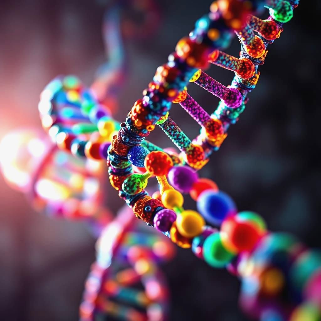 Rainbow DNA: Hyperrealistic Close-up in HDR