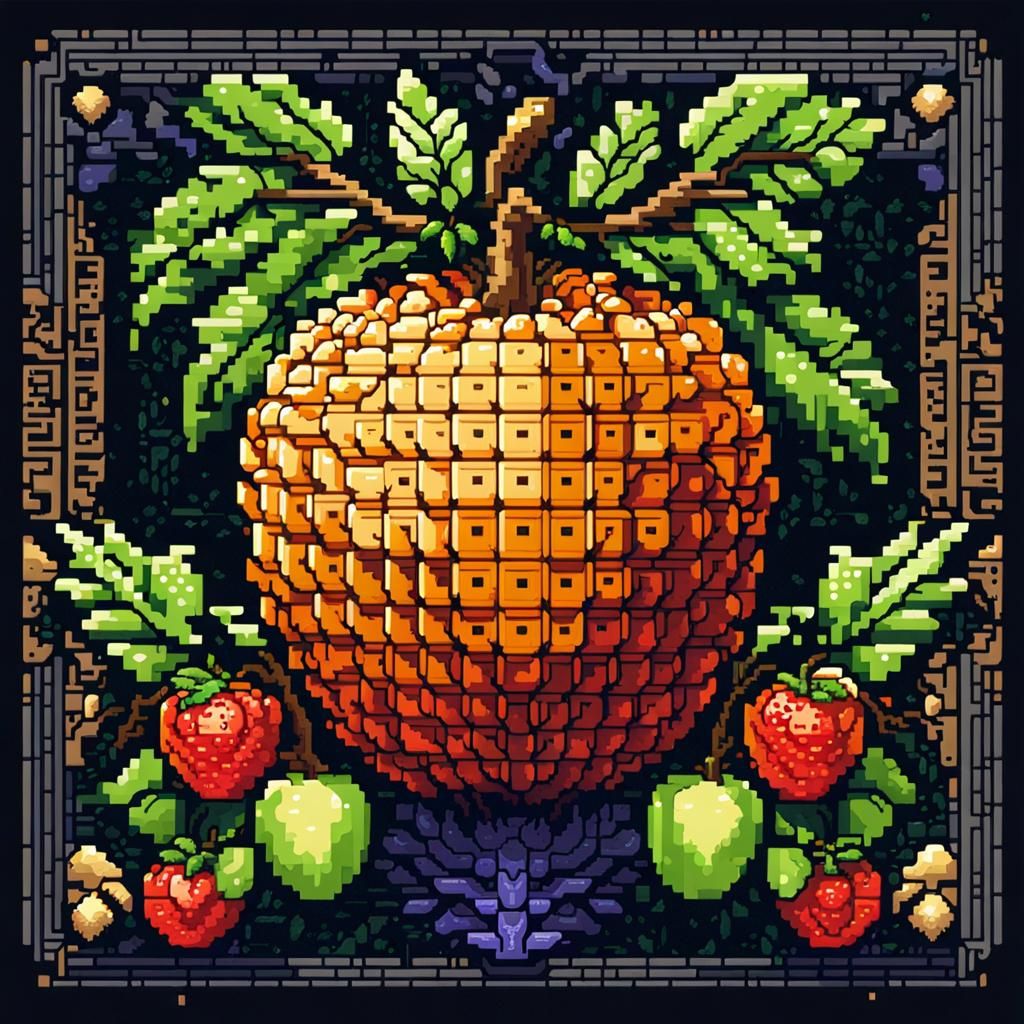 Intricate 8-bit Pixel Art of Forbidden Fruit