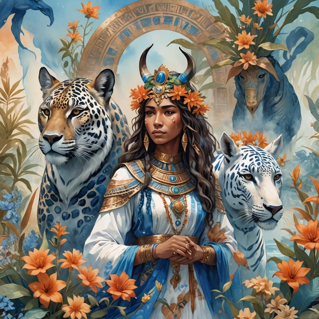 Mystical Jaguar-Donkey Protector in Ethereal Watercolor Styl...