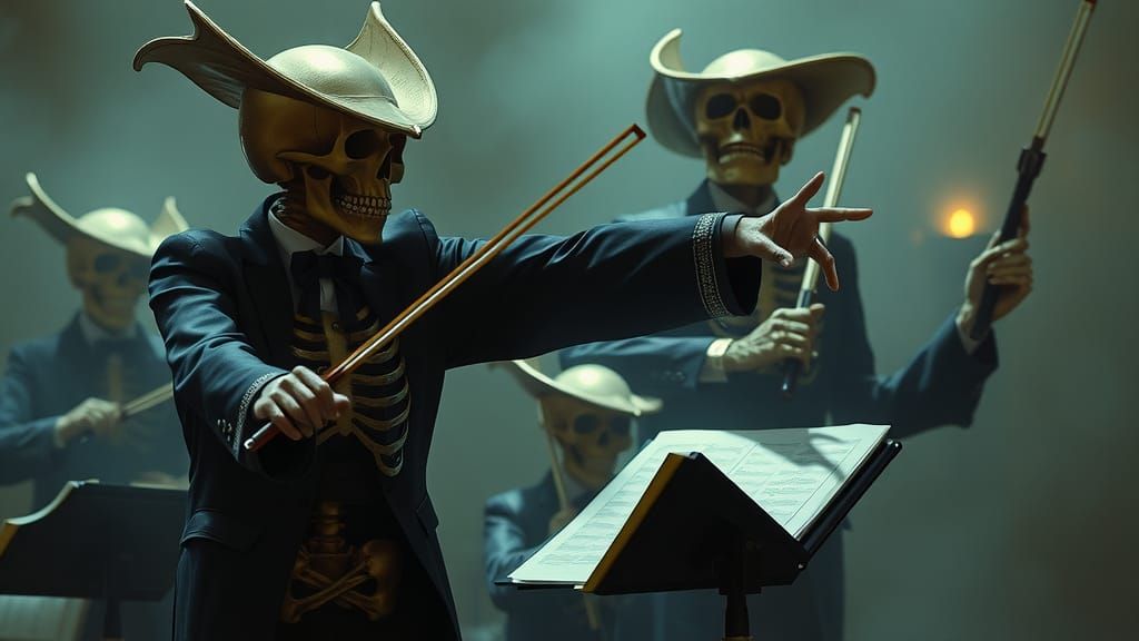 Grimdark Fantasy: Skeletons Orchestra Conductor