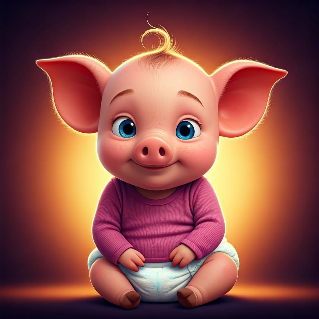 Adorable Girl Piglet Concept Art in Vibrant Colors