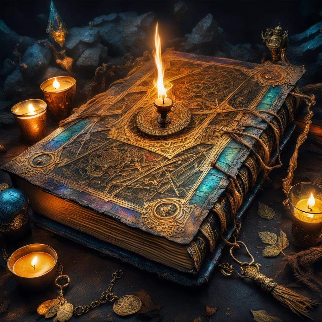 Enchanted Medieval Book of Spells in Ornate Detail