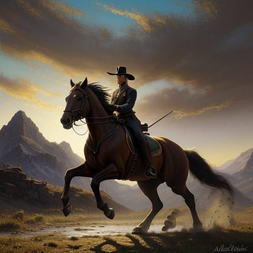 Majestic Chestnut Stallion Gallops Through a Vibrant Biersta...