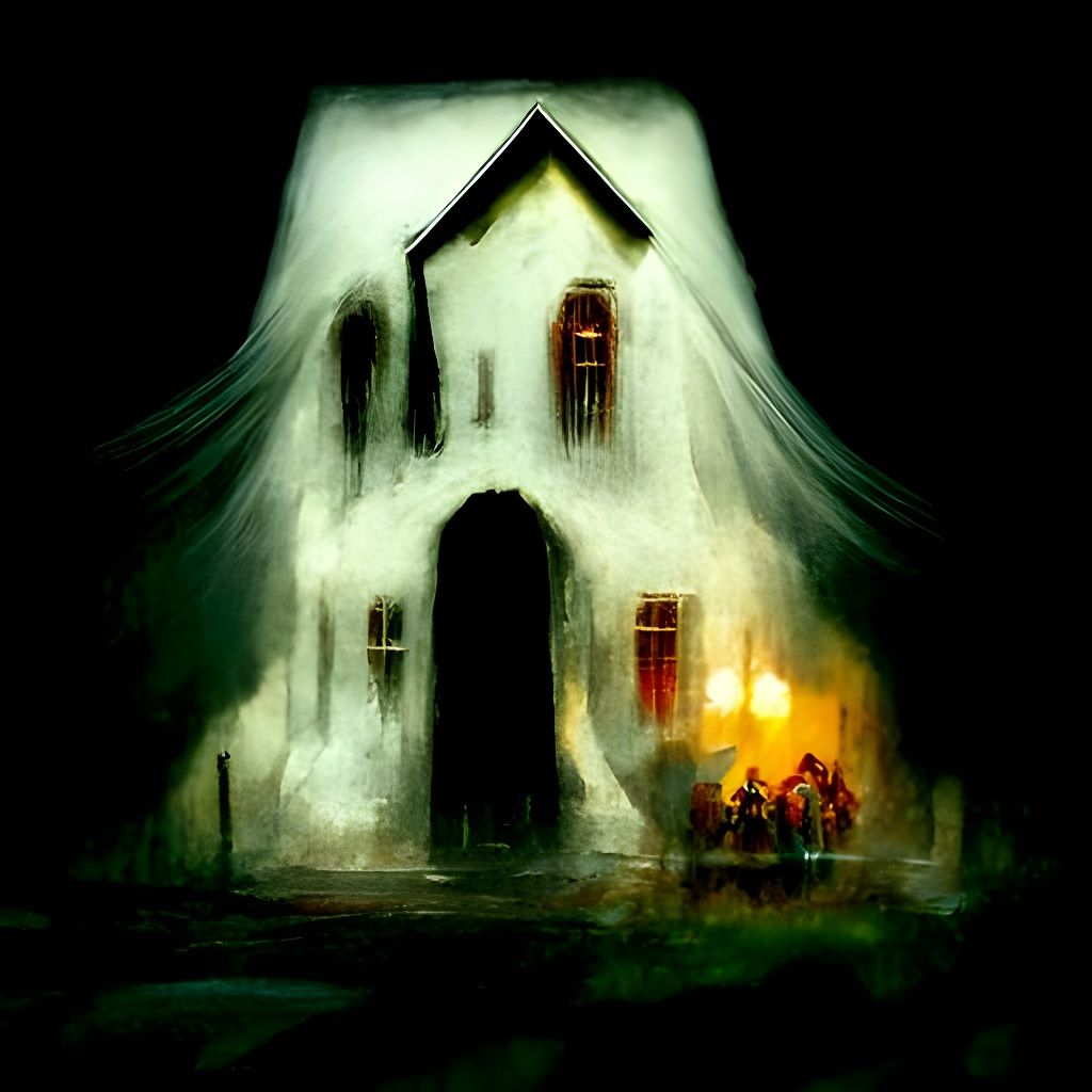 Spooky Haunted House with Flickering Light