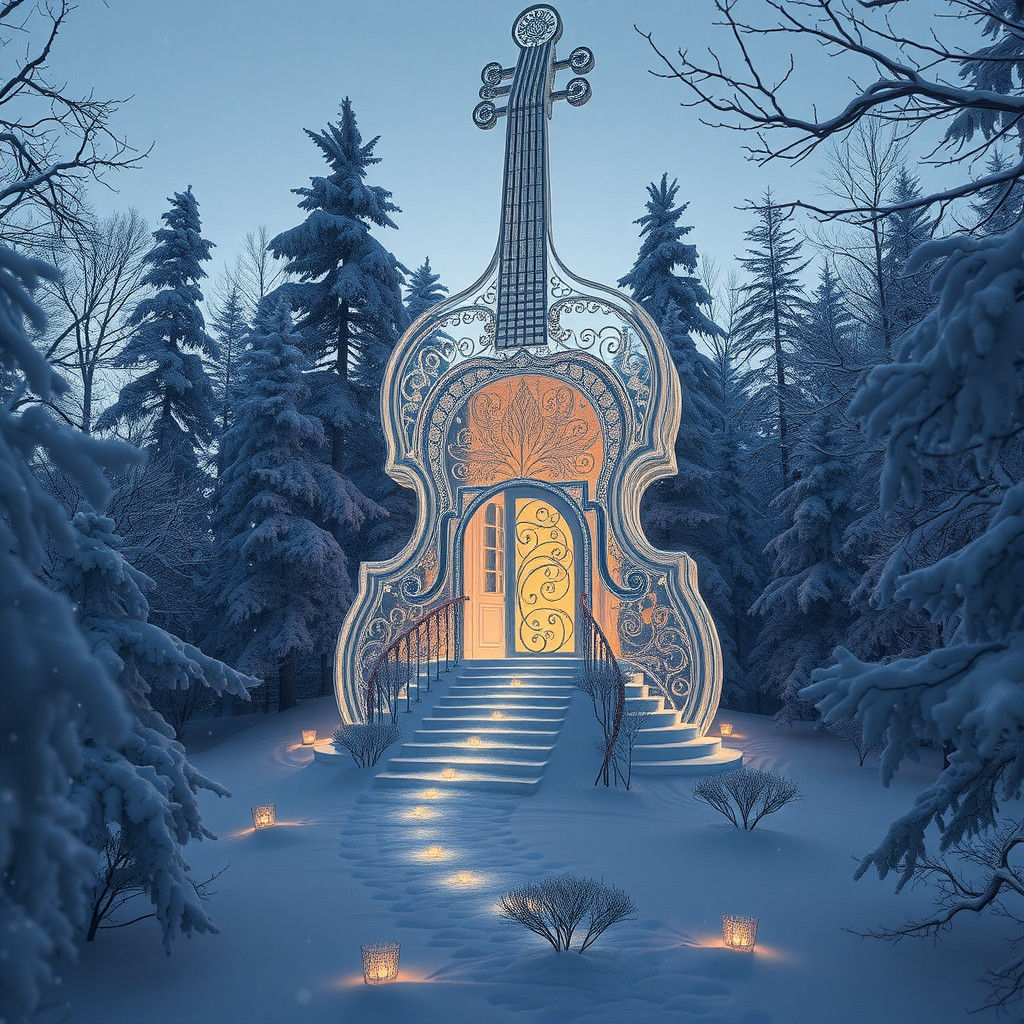 Glass Violin House in Winter Wonderland
