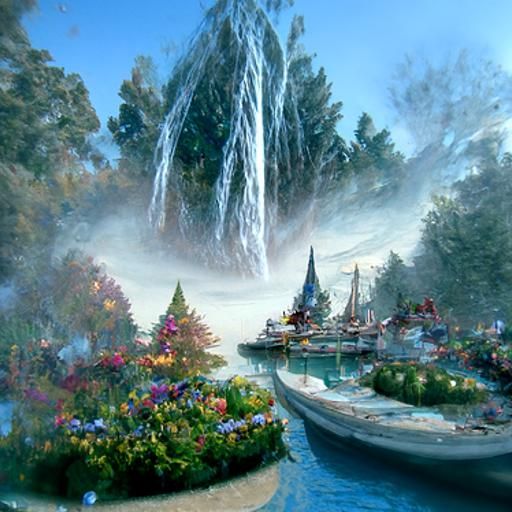 Ethereal Water in a Kinkade-esque Fantasy