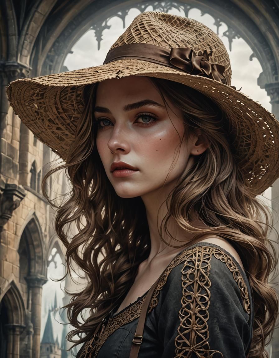 Medieval Woman in Gothic Setting: Digital Art