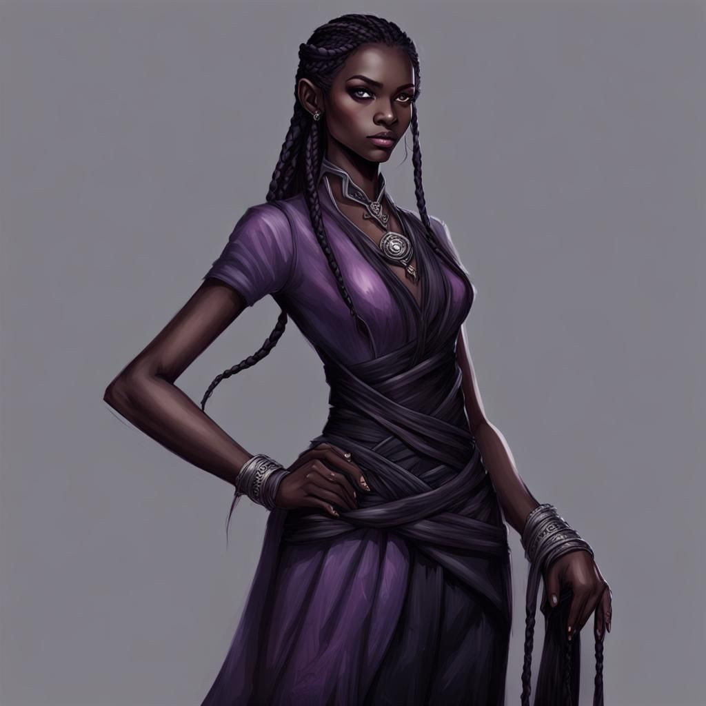 Elegant Shadow Kin Portrait in Violet and Silver