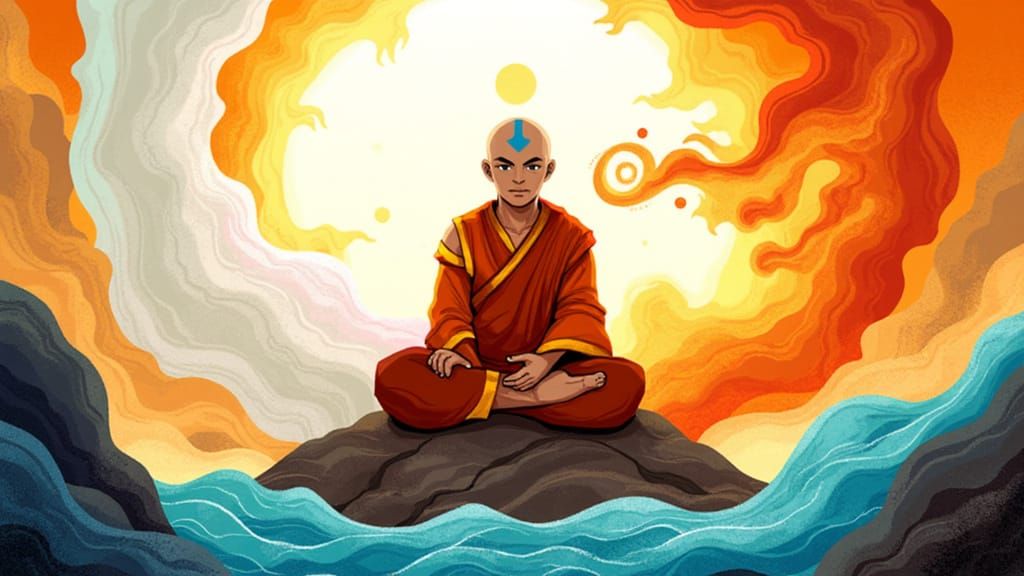 Avatar Aang in Harmony with the Elements