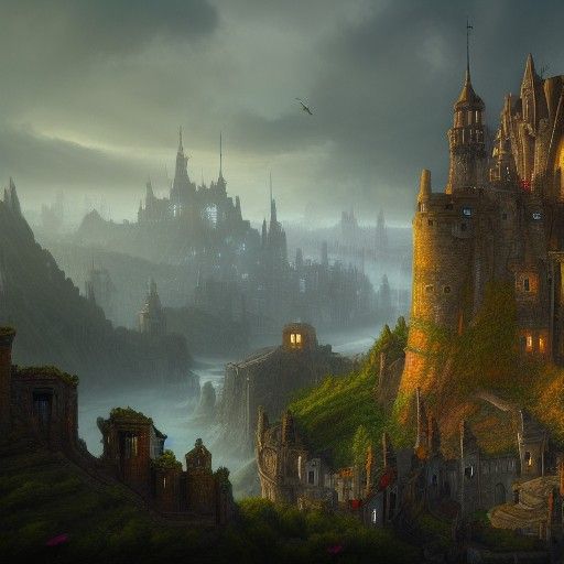 Fantastical Castle Matte Painting in Deep Color