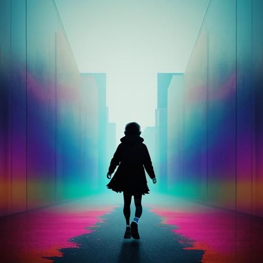 Person Escaping Dark Thoughts Towards Bright Future