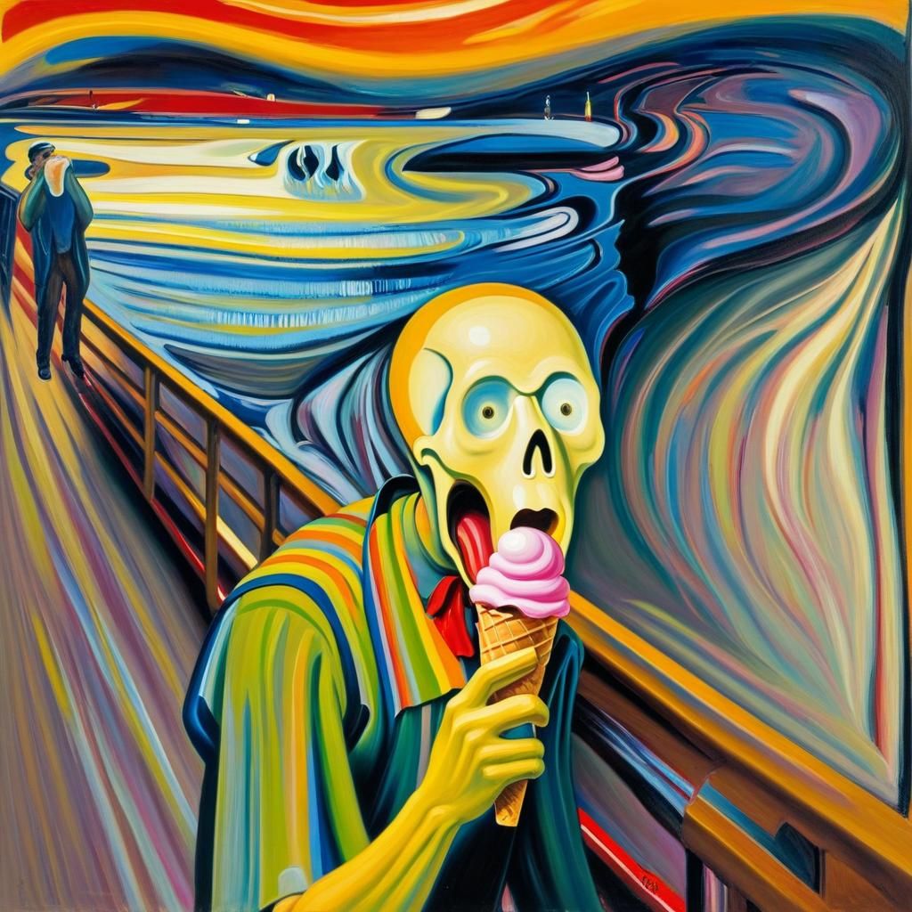 Man with Ice Cream in Expressionist Style