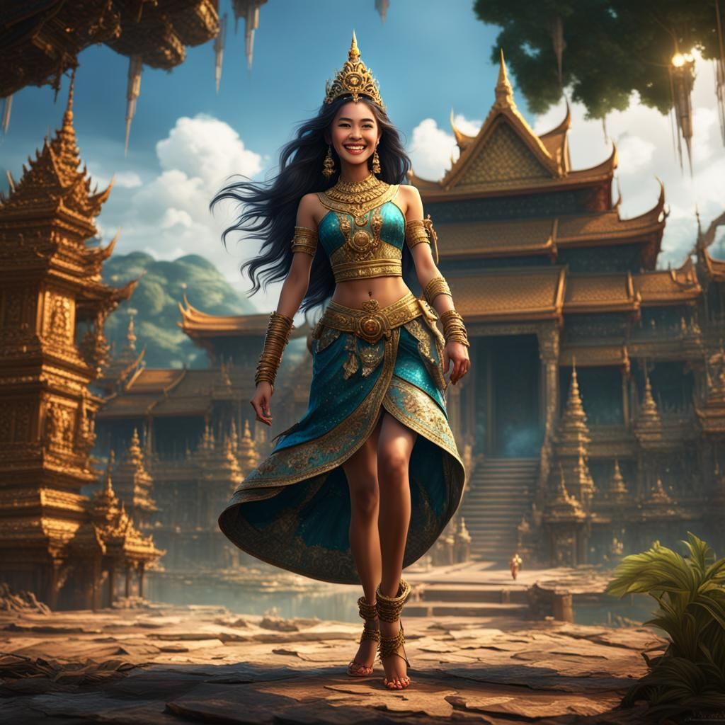 Cambodian Princess: Detailed Matte Painting in 8k