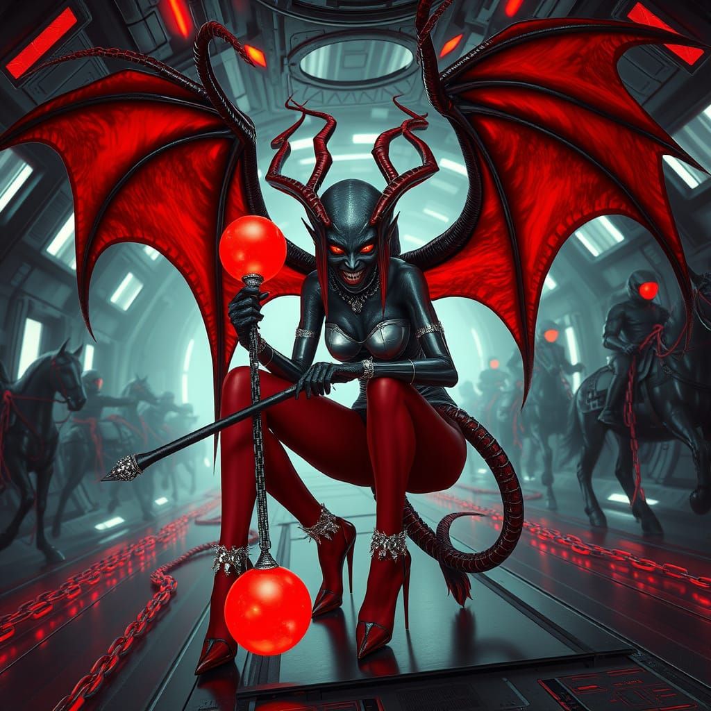 Alien Spider Demon Hybrid in Futuristic Setting