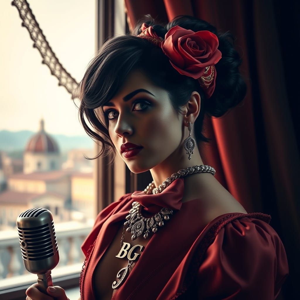 Elegant Renaissance Woman with Amy Winehouse Influence in Lu...