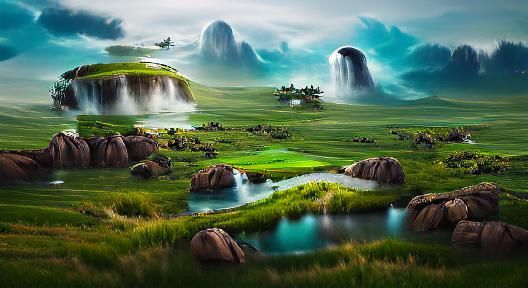 Floating Islands: Alien Prairie Landscape in Matte Painting ...