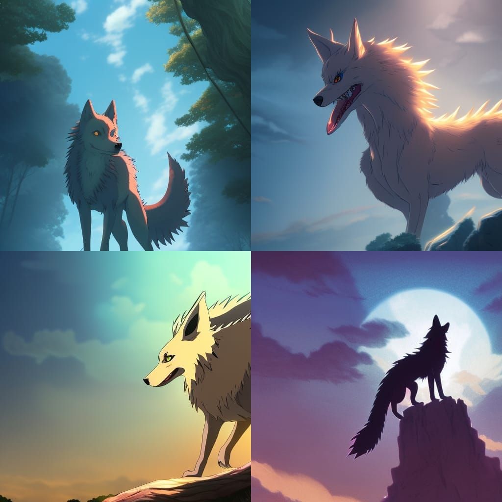Wolf Dragon in Studio Ghibli Anime Style