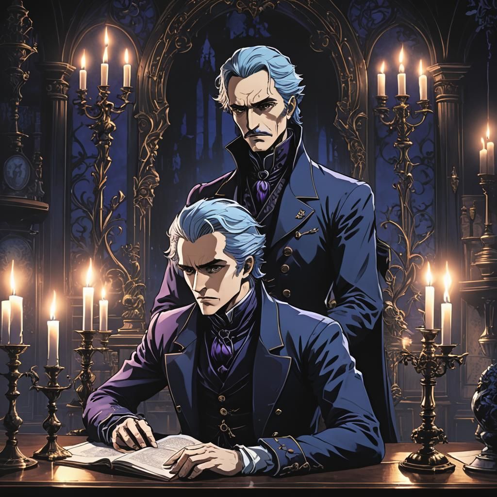 Gothic Anime Portrait: Vergil and Edgar Allan Poe