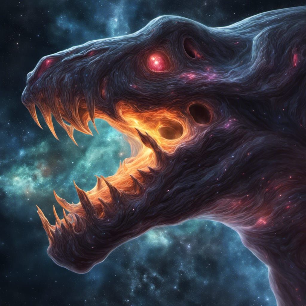 Colossal Monster Swallowing a Galaxy