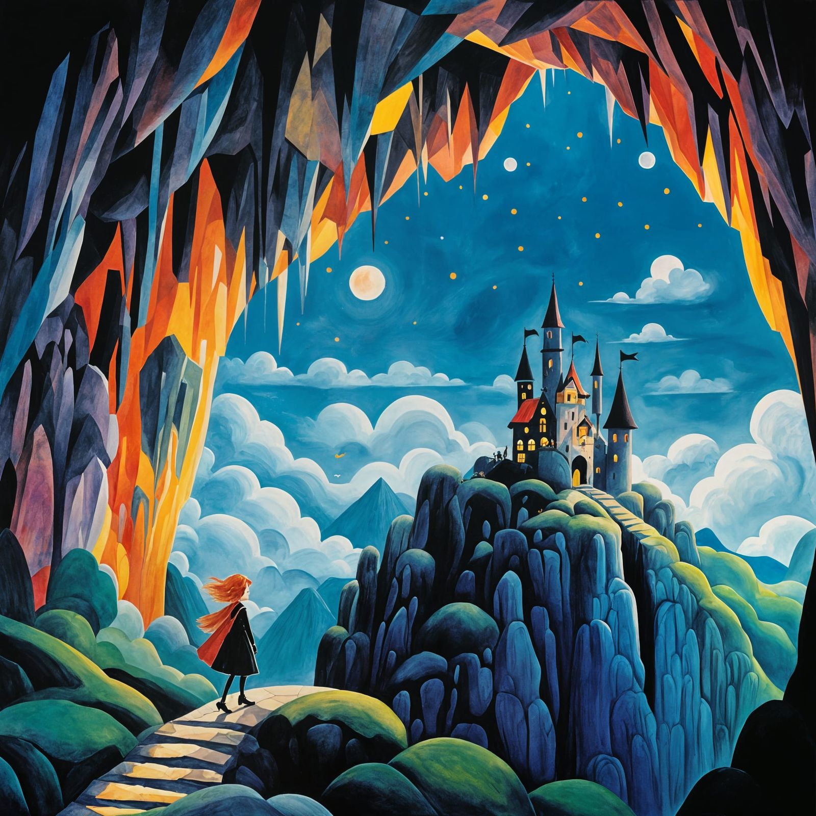 Surreal Cityscape Adventure in a Whimsical Style