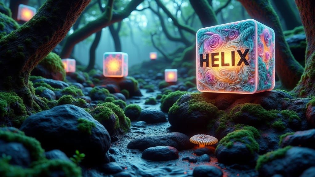 Mystical Forest: Glowing Blocks with Ivy in 3D