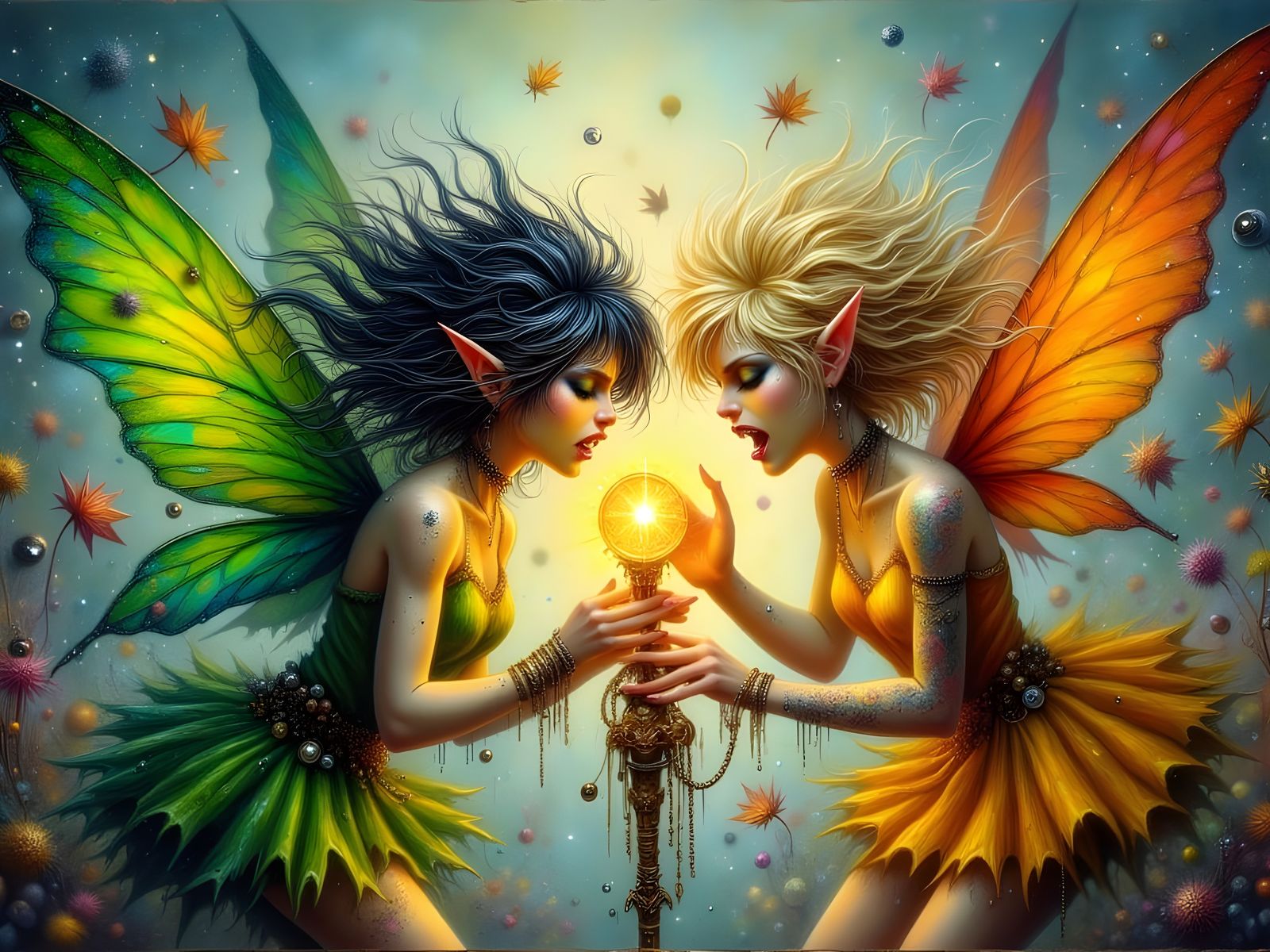 Furious Fairies Fighting Over Golden Scepter