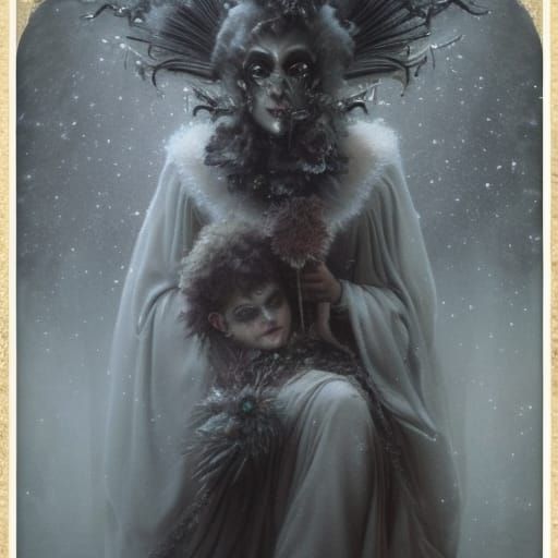 Epic Krampus in Snowy Christmas Fractal Diffusion