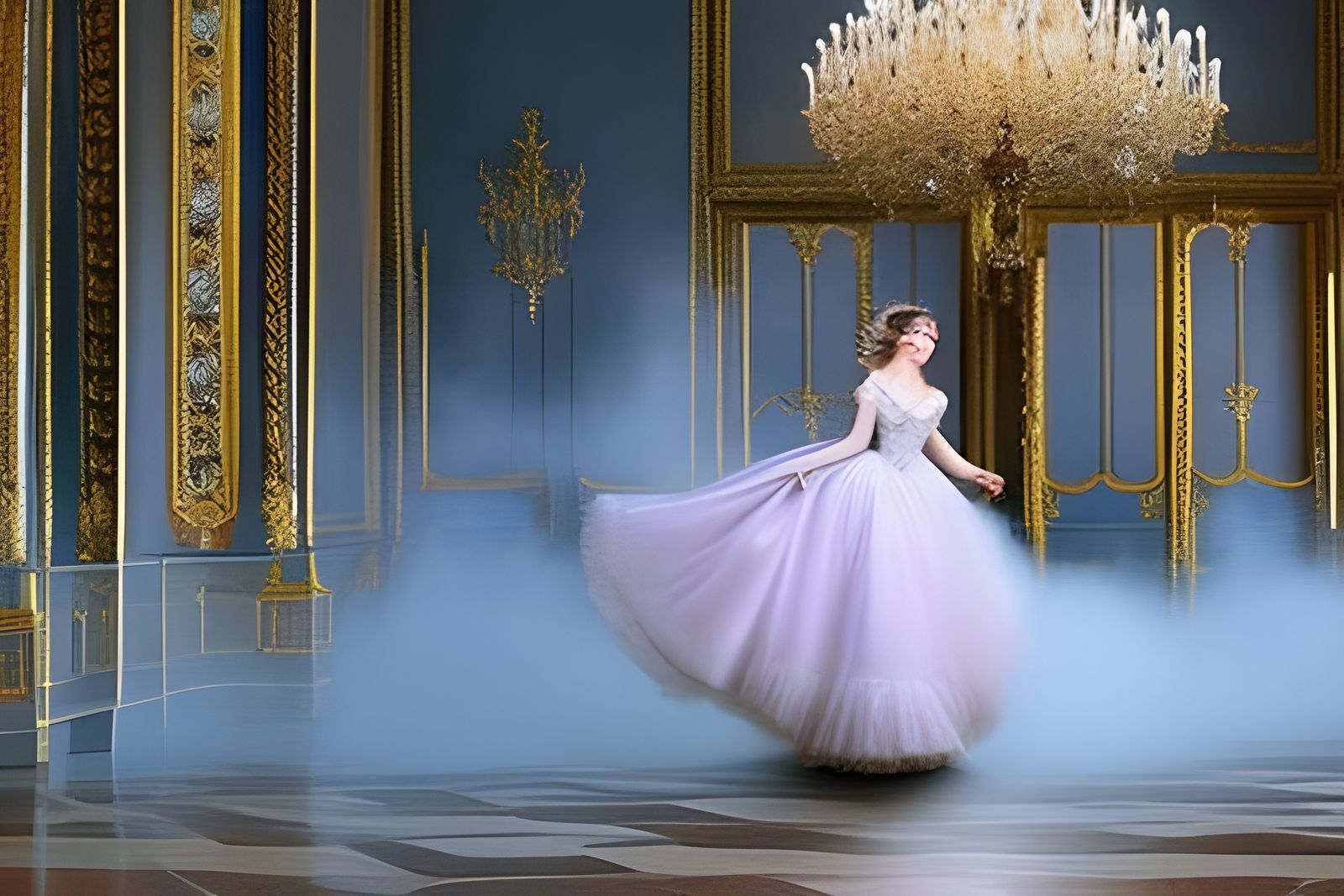 Woman Dancing in Versailles Palace: Ethereal Fantasy
