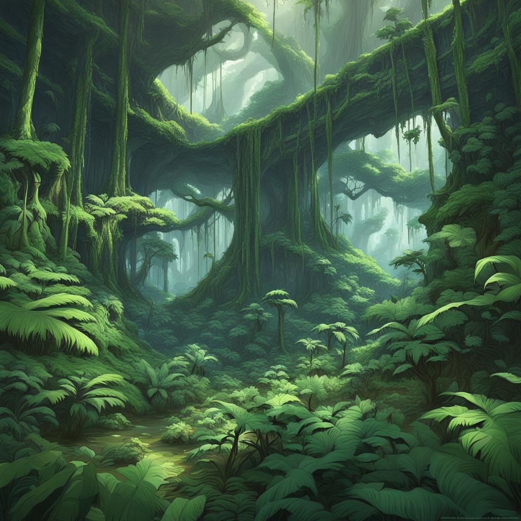 Lush Rainforest in 3D Anime Style