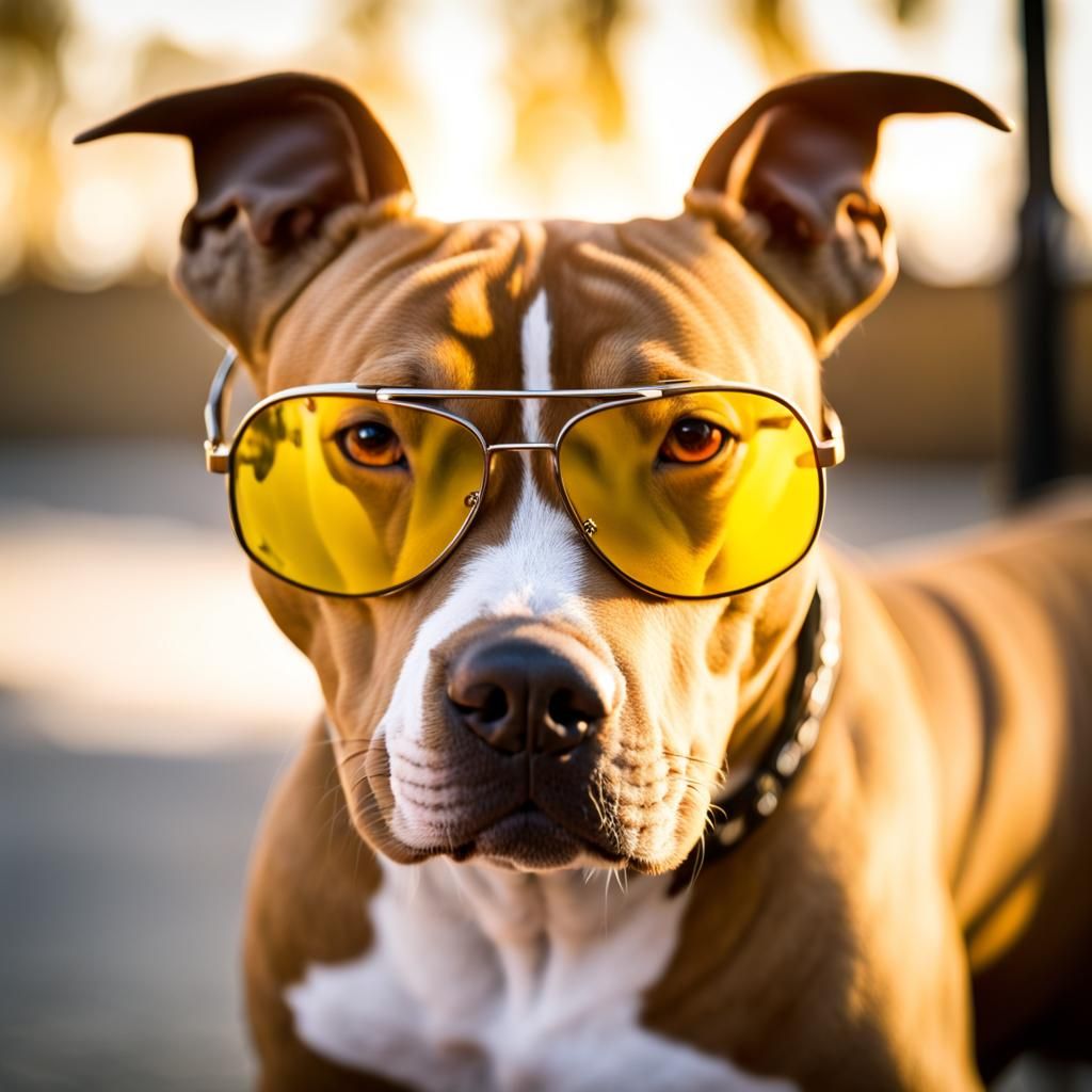 Pitbull with Sunglasses: Professional Dog Portrait