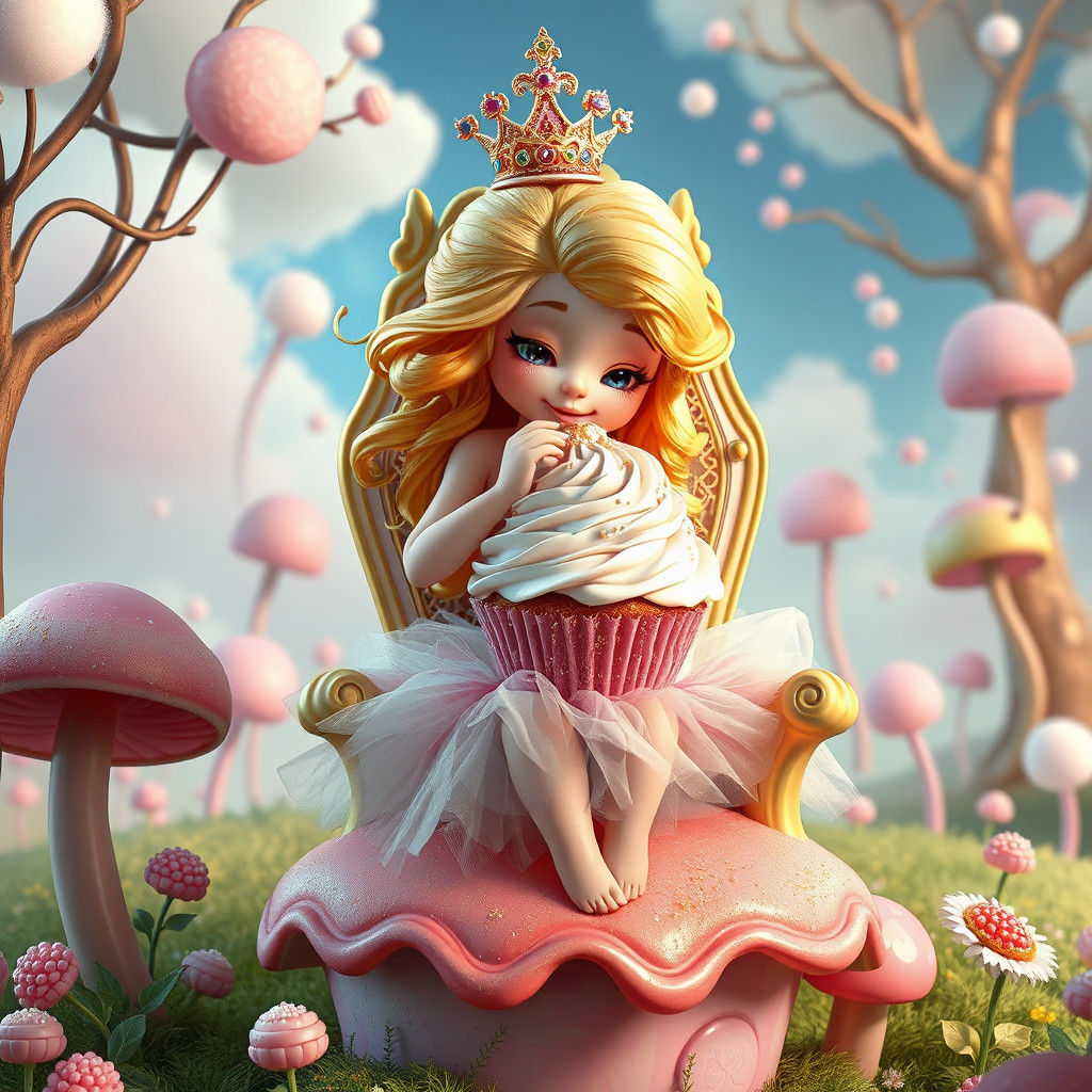 Candy Maiden in Dreamy Sugar Realm: a Matte Painting