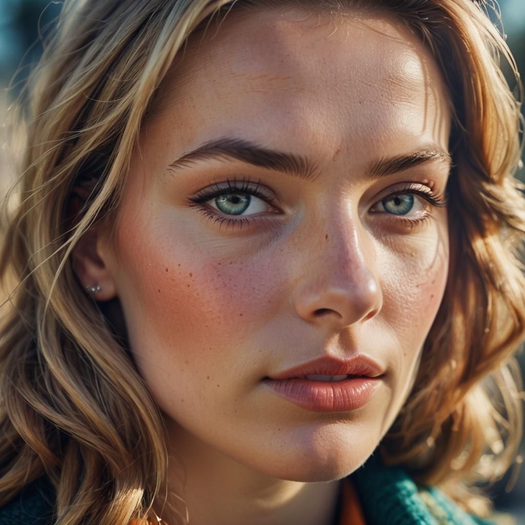 Close-up Portrait of a Swedish Woman in Photorealistic Style