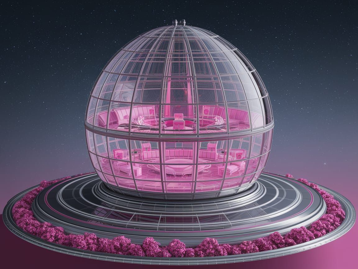 Futuristic Domed House Under Starry Sky