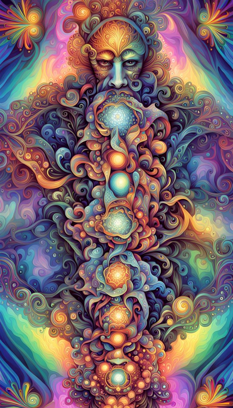 Iridescent Sacred Geometry Figure in Zentangle Style