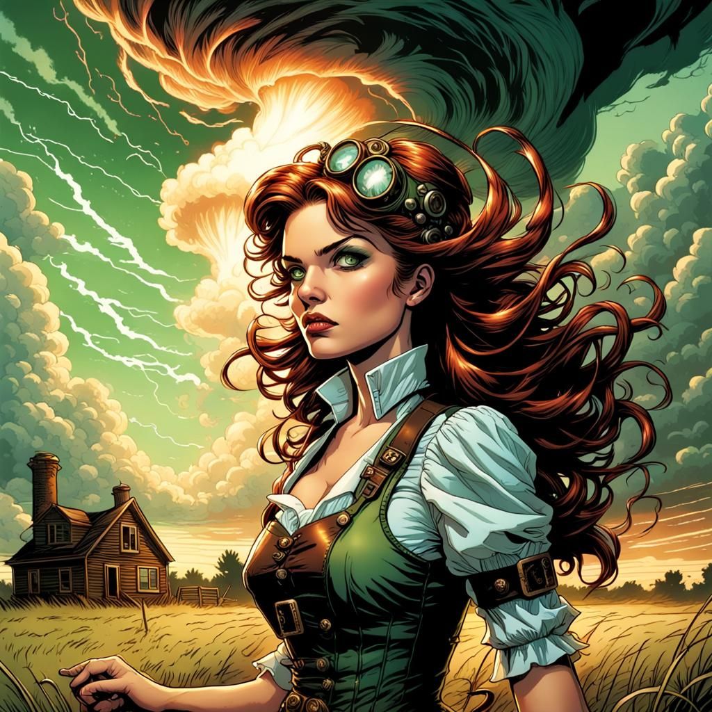 Steampunk Dorothy and the Kansas Tornado