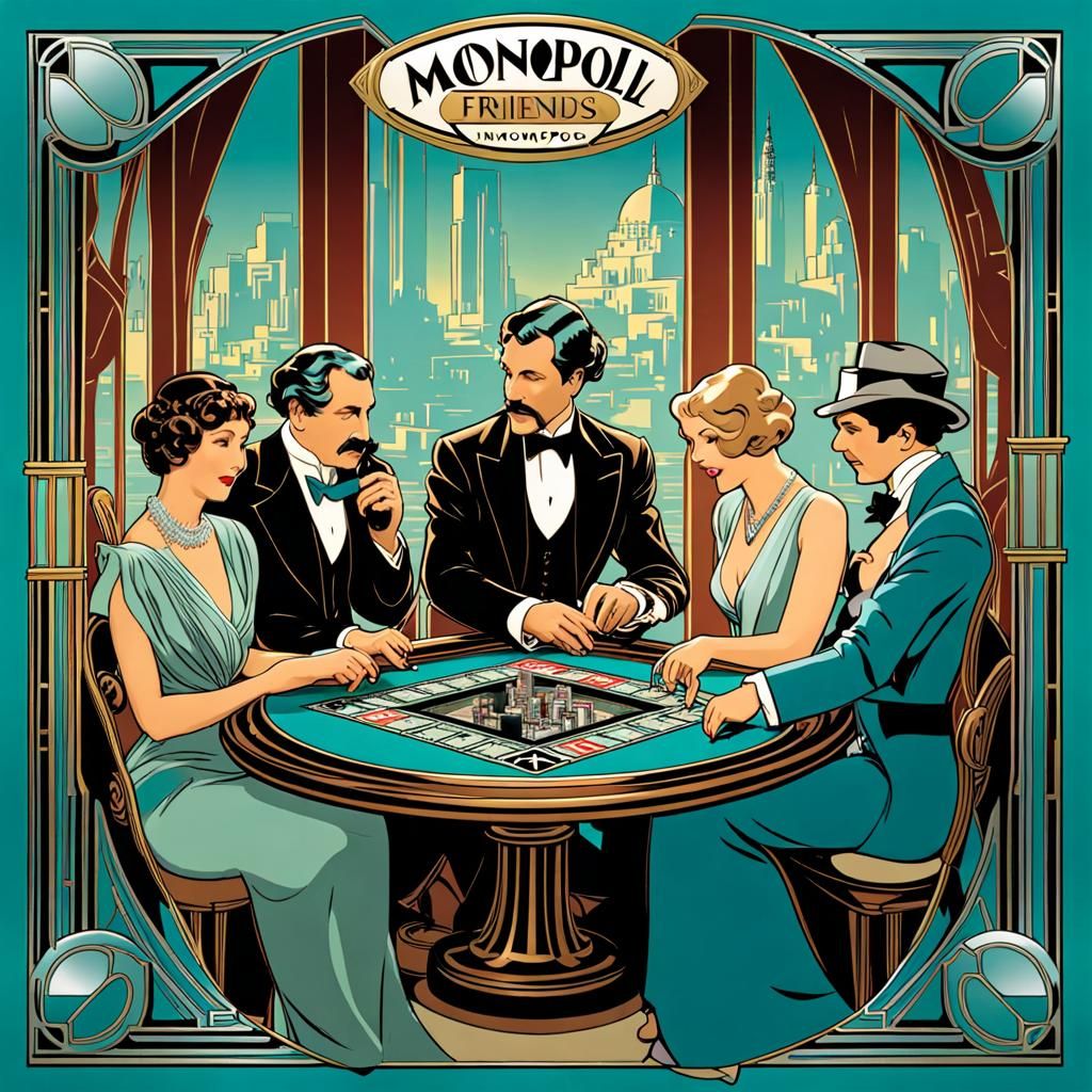 Monopoly Board Game in Art Deco Style
