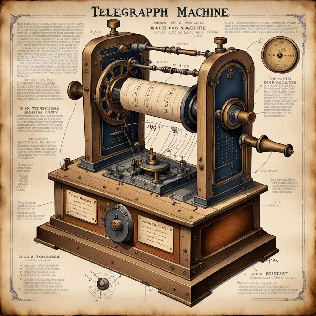 Telegraph Machine Guide as Watercolor Illustration