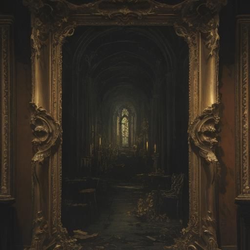 Tormented Ghoul in Ornate Tower: Baroque Oil Painting