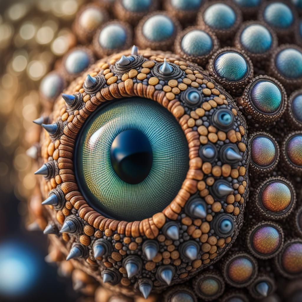 Psychedelic Compound Eye Close-Up in Hyperrealistic Detail