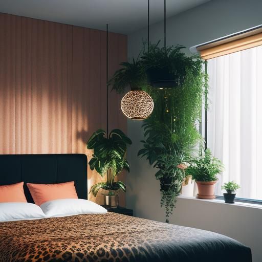 Modern Peach and Black Bedroom with Natural Lighting