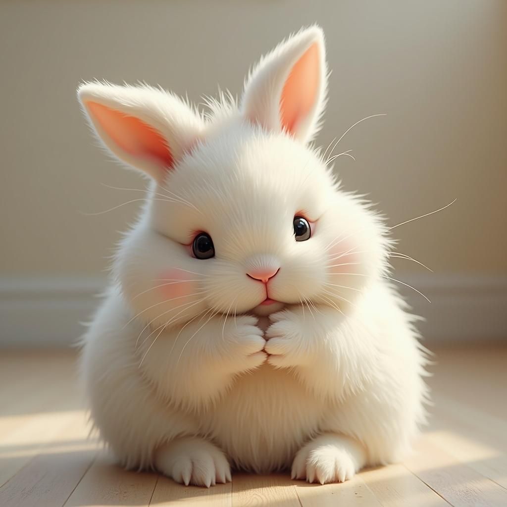 Rabbit and Kitten Hug: Adorable Ink Drawing