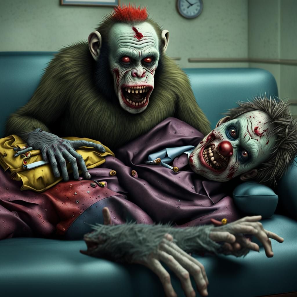 Zombie Clown Psychiatrist With Crying Patient