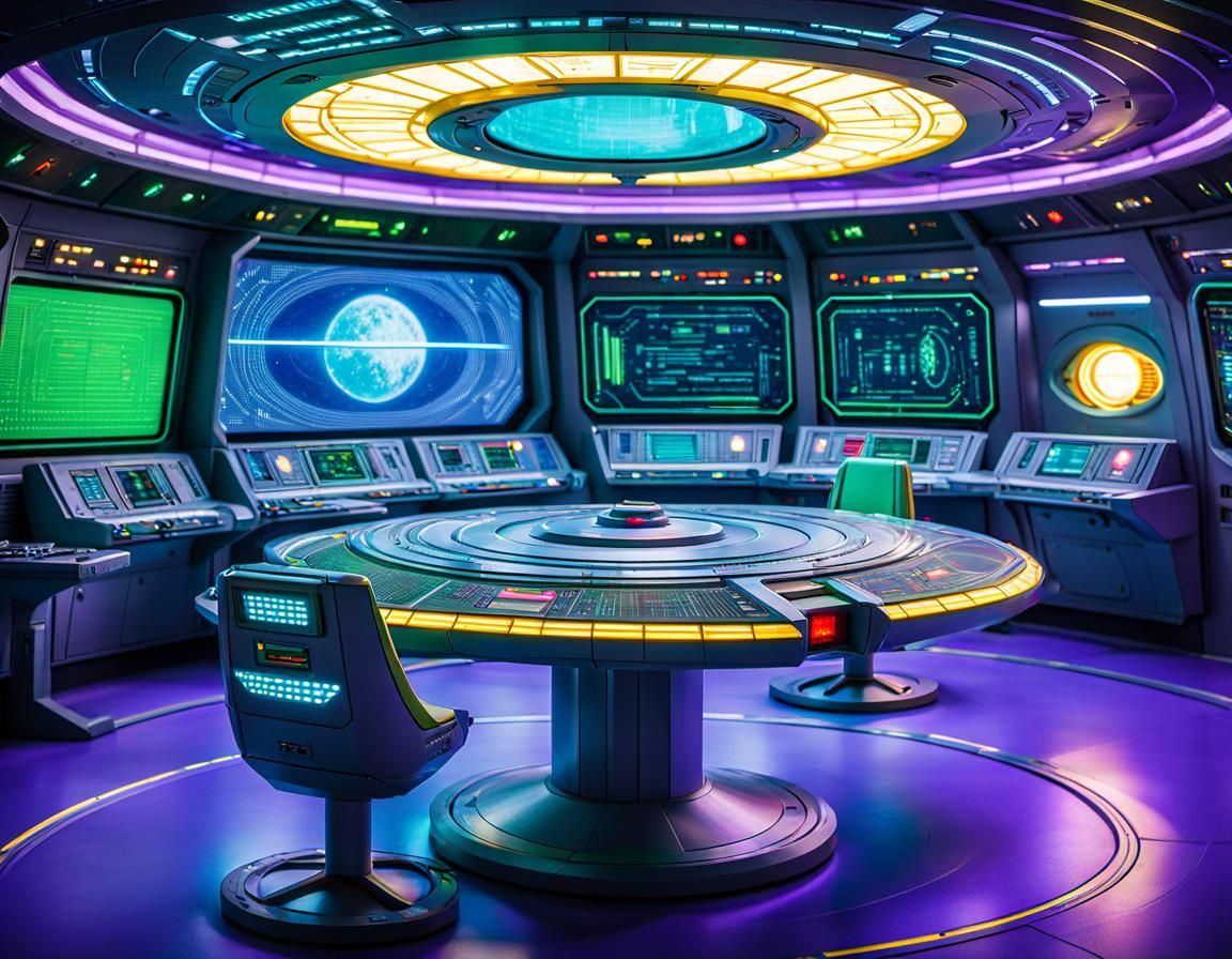 USS Enterprise Bridge in Retro-Futuristic Style
