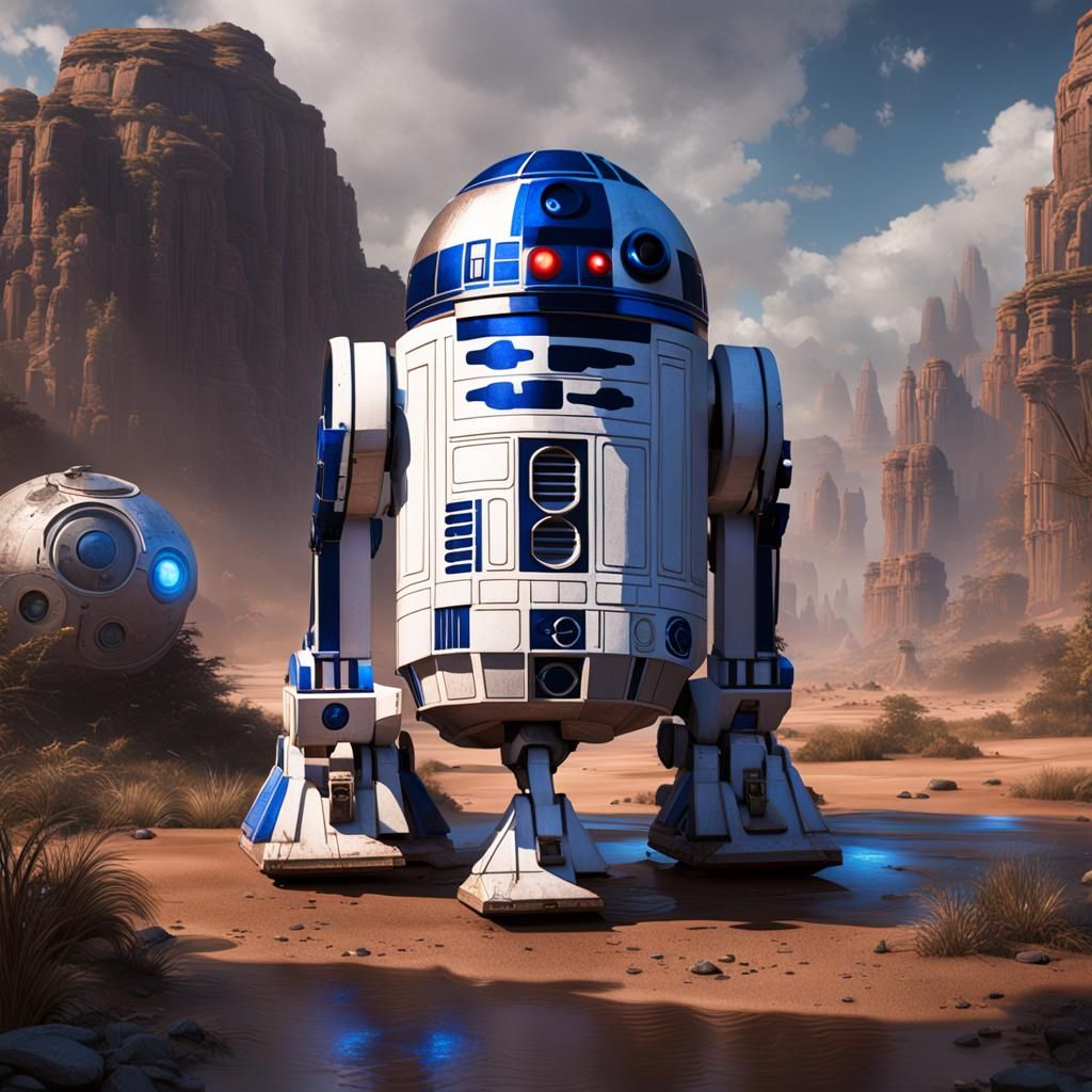 Detailed Matte Painting of R2D2 in 8K