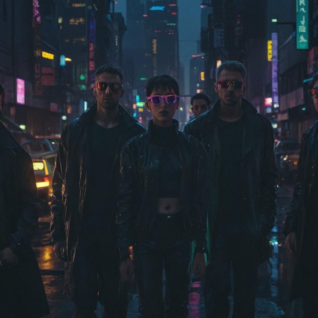 Cyberpunk Portrait with Neon Highlights and Reflections